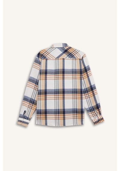 DeFacto Regular Fit Polo Yaka Kareli Flanel Uzun Kollu Gömlek D5835AX24AUER140