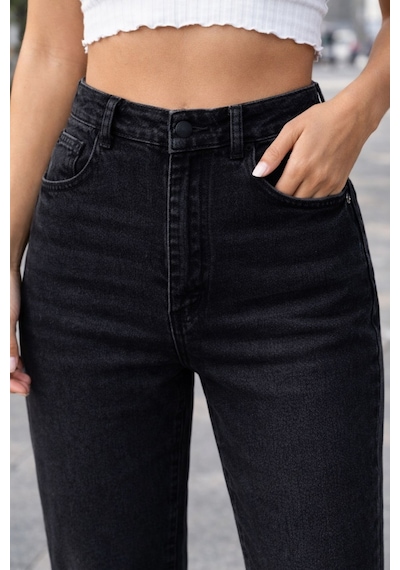 Cedy Denim Kadın Yüksek Bel Soho Boyfriend Jean C599 Siyah