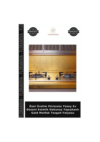 Özel Üretim Pürüzsüz Yüzey Ev Düzeni Estetik Dokunuş Yapışkanlı Gold Mutfak Tezgah Folyosu