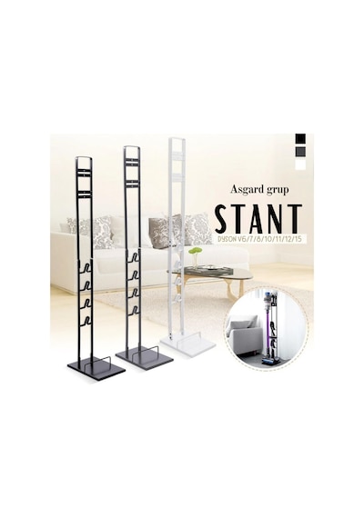 Asgard Grup Dyson V15 Uyumlu V12 V11 V10 V8 V7 V6  Pkt-iasgdikstant Dikey Beyaz Renk Süpürge Standı