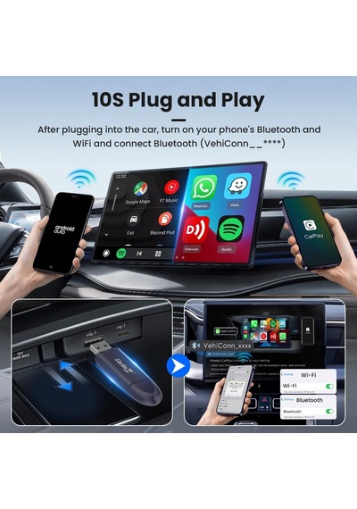 Ayrex Carlinkit 5.0 Se Pro Kablosuz Android Otomatik Ve Carplay Adaptörü, Oem Araçlar İçin Kablolu Kablosuza Dönü