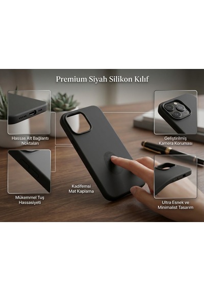 Iphone 14 Pro Uyumlu Silikon Ve Esnek Lansman Premıum Kılıf Siyah