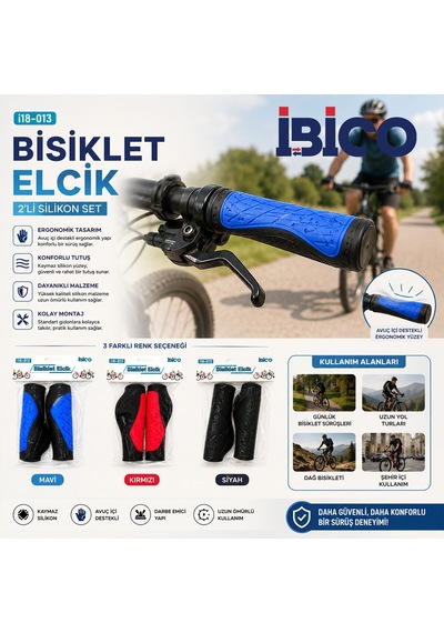 İbico İ18-013 Silikon Bisiklet Elciği 2'li Set - Renkli- 20'li Paket Çok Renkli