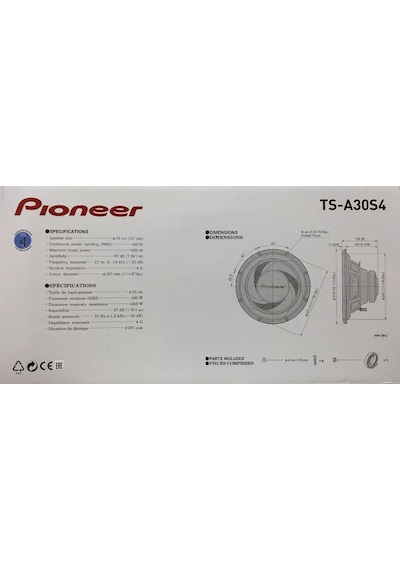 Ts-a30s4 30 Cm Subwoofer Bas 1400 Watt Max. Power 400 Watt Rms Po