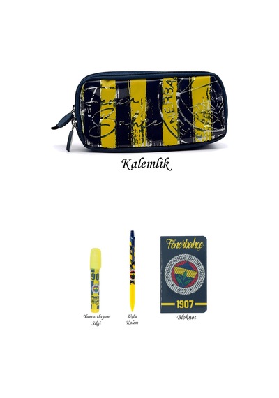 Fenerbahçe Kalemlik Set 4lü Kırtasiye Ahşap Kutulu
