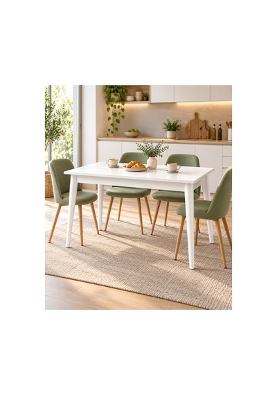 Beyaz Yemek Masası 110x70 Cm 4 Kişilik Dikdörtgen Mutfak Masası Modern Salon Kapalı Balkon Masası Kolay Kurulum Beyaz - 938878965 Beyaz