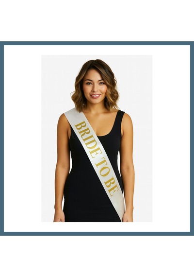 Bezos Beyaz Saten Üzerine Kalın Altın Yazılı Bride To Be Kuşağı 10 Cm Genişlik Agc Diğer