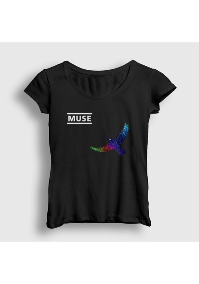 Presmono Kadın Resistance Bird Muse T-shirt Siyah
