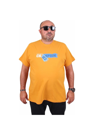 Moc Grande Mocgrande Erkek Büyük Beden Sıfır Yaka Tişört Champion 25180 Hardal Hardal