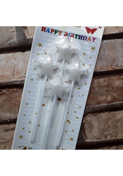 4 Adet Beyaz Yıldız Pasta Mumu Yıldız Doğum Günü Pasta Mumu Beyaz Pasta Mumu Yıldız Mum White Candle Renkli