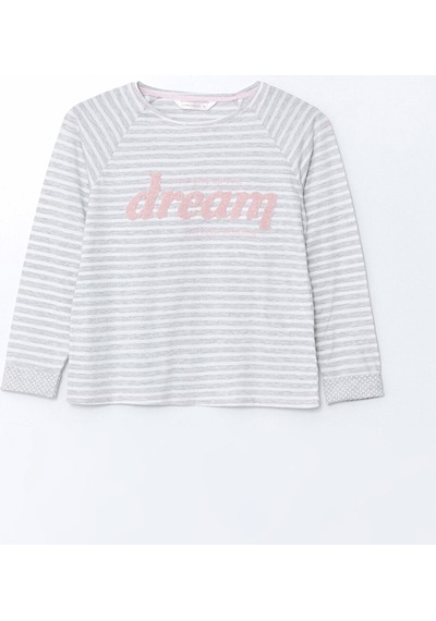 Lcw Dream Gri Bisiklet Yaka Çizgili Kadın Pijama Takımı