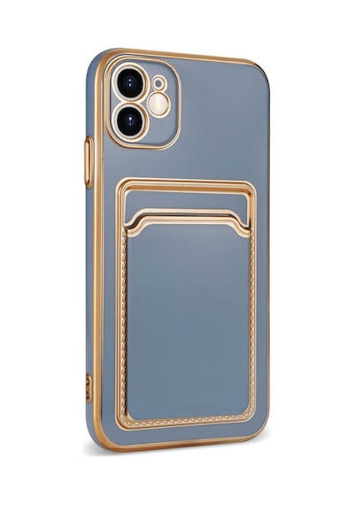 Apple Uyumlu iPhone 11 Kılıf Zore Bark Kartlıklı Kapak Mavi