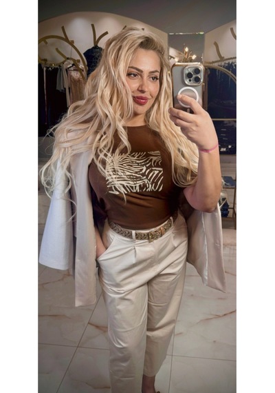 Kadın Krem Keten Tüvit Mix Blazer Ceket Krem