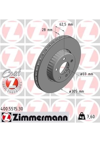 Zımmermann Fren Dıskı On Mercedes W205 S205 C205 A205 W213 S213 C238 400.5515.30 A0004212512