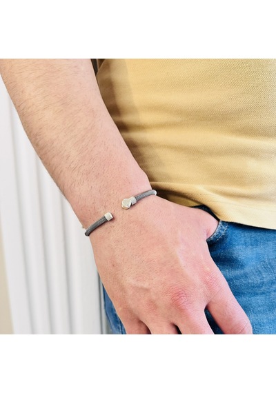 Gümüş Erkek Bileklik,14 Ayar Beyaz Altın Kaplama,harf Yazılabilir