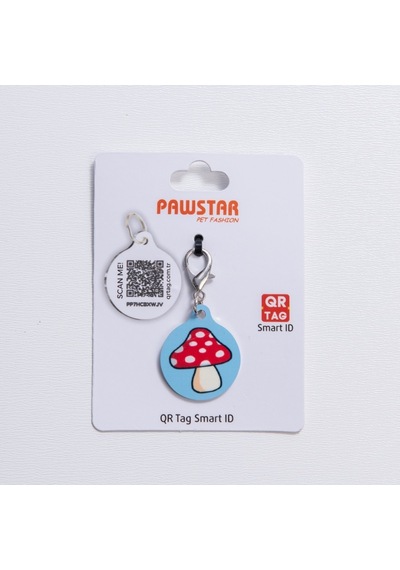 Mushroom Desenli Qr Tag Evcil Hayvan Künyesi İsimlik Pet Tag Köpek Künyesi Kedi Künyesi Qr Kodlu Künye Kırmızı