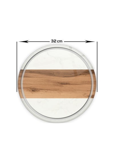 Kanallı Cam Kesme Tablası | Şerit Ahşap Görünüm | Çap32cm