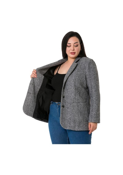 Disentis Büyük Beden Cepli Balıksırtı Blazer Astarlı Ekru Ceket-ekru Ekru
