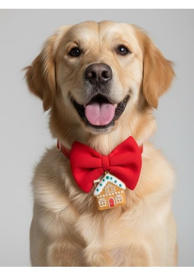 Ginger Home Köpek Papyon Tasması Kırmızı Fiyonk Boyun Aksesuarı Noel Temalı Köpek Süsü Orta Ve Büyük Irklar İçin