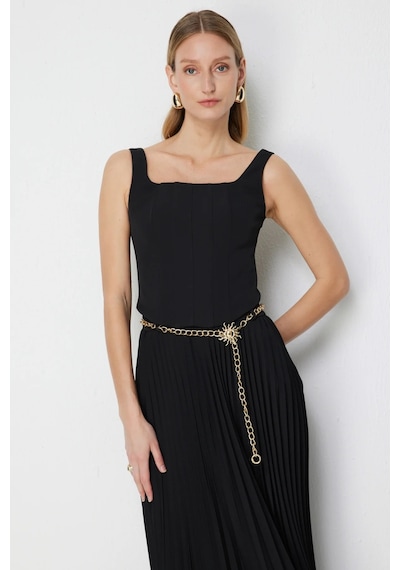 Ekol Kalın Askılı Korseli Kadın Crop Bluz 26y.ekl.blz.02062.1 Siyah