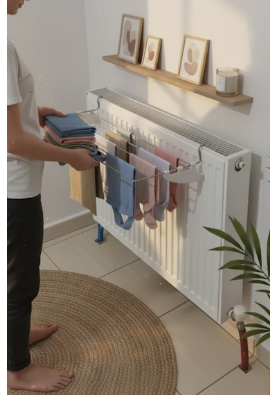 Kurufer 5 Telli Petek Üstü Çamaşır Kurutmalık Askısı Banyo İçi Kalorifer Kurutmalık 60 cm