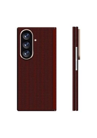 Samsung Uyumlu Galaxy Z Fold 7 Uyumlu Kılıf M-safe Şarj Özellikli Zore Paris Zerre Sert Pc Kapak Bordo