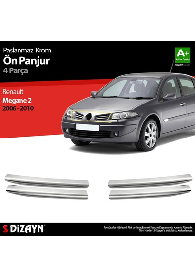 Renault Megane 2 Krom Ön Panjur 4 Prç. P.Çelik 2006-2010 Arası