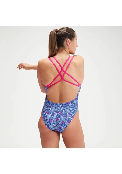 Speedo Kadın Yüzücü Mayosu Alov Dıgı Starbk 1pc Af Blue/pınk 8 1284215174 Yzm