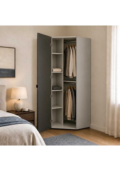 Oryana Ayna Kapaklı Köşe Gardırop - Trend Gri 90x210x90 Cm Oryana Ayna Kapaklı Köşe Gardırop - Trend Gri 90x210x90 Cm