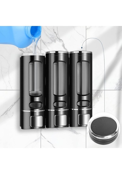 Vıvo 3 Adet Siyah 400 Ml Duvara Monte Manuel Sabunluk Sıvı Lavabo Sabunluk El Sabunu V-52 Siyah