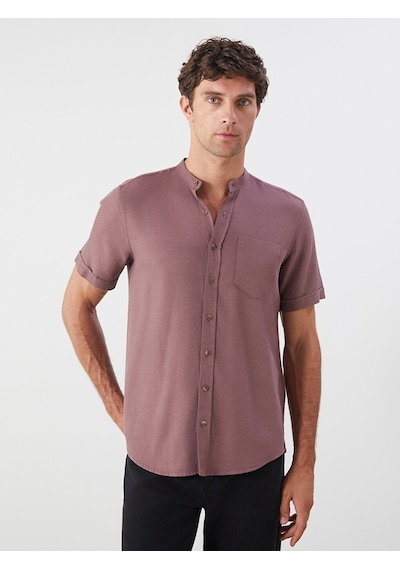 Lcwaıkıkı Classic Bordo Regular Fit Hakim Yaka Kısa Kollu Erkek Gömlek