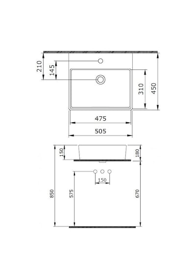 Bocchi Milano Lavabo 50 CM Parlak Siyah 1216-005-0126
