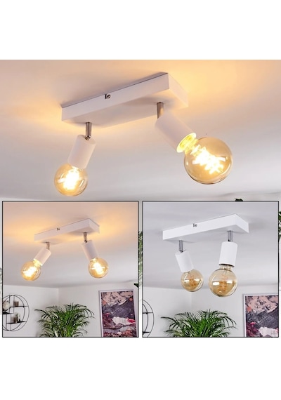 Riolight Modern Beyaz 2xe27 Mafsallı Hareketli Başlık Glop Ampul Hariç Metal Spot Avize Beyaz