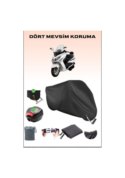 Siyah Sym Gts 250i Evo Için Arka Çanta Ve Kilit Uyumlu Motosiklet Branda, Güvenli