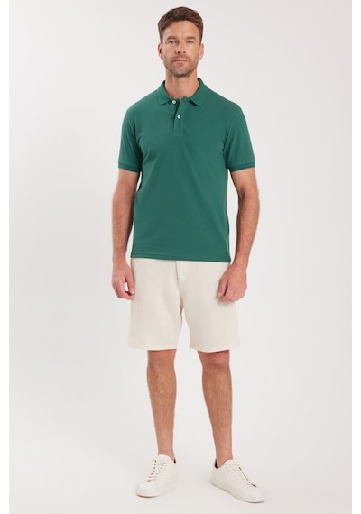 Tudors Erkek Slim Fit Dar Kesim Premium Seri %100 Pamuk Yumuşak Dokulu Merserize Yeşil Polo Yaka Tişört -50909