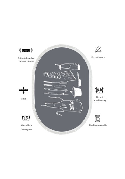Dijital Kaymaz Yıkanabilir Banyo Mutfak Salon Paspas Halısı Trend Saçaklı Oval Al4032 Mavi