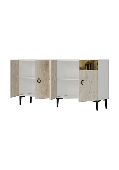 Ka1514btg Gama Konsol Ve Tv Sehpası Beyaz-traverten-gold 150cm