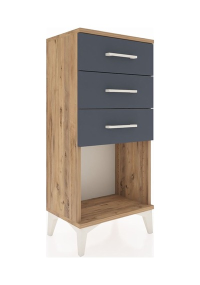Arges Komodin 3 Çekmeceli 44x30x96 Çam-antrasit Atlas Çam