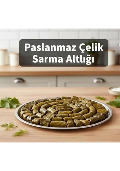 Tanemce Paslanmaz Çelik Metal Dolma - Sarma Altlığı 20-22-24 Cm, Pratik Dolma Altlığı, 3'lü Set Diğer