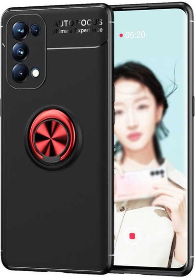Oppo Reno 5 5g Kılıf Zore Ravel Silikon Kapak Siyah-Kırmızı