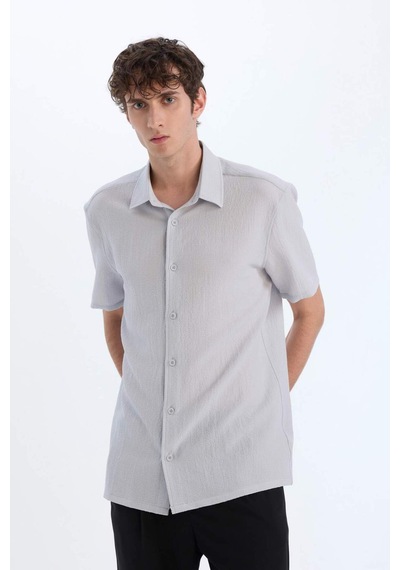 DeFacto Regular Fit Polo Yaka Krinkıl Yazlık Kısa Kollu Gömlek E1223AX25SMGR184