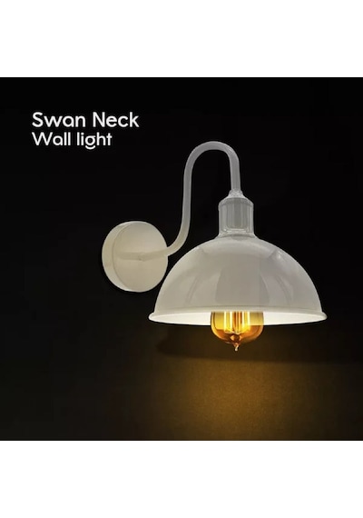 Riolight Vintage,rustik,retro Beyaz Metal Otel,cafe,odaklar İçin Duvar Aplik Şapka Çapı:23cm Beyaz