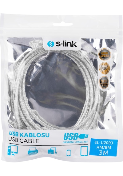 S-Link Sl-U2003 Usb Yazici Kablosu 3 Metre