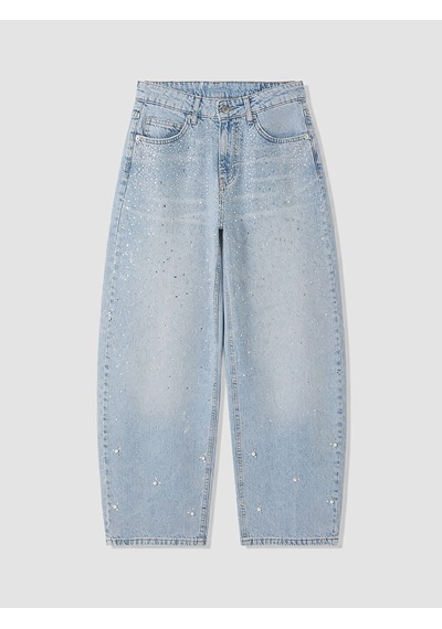 Lcw Jeans İndigo Balloon Fit Taşlı Kadın Jean Pantolon