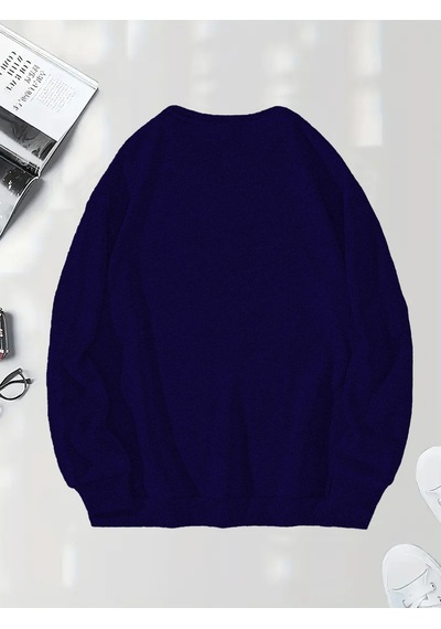 Uyguntarz Unisex Happycherry Tasarım Basklı Sweatshirt Lacivert