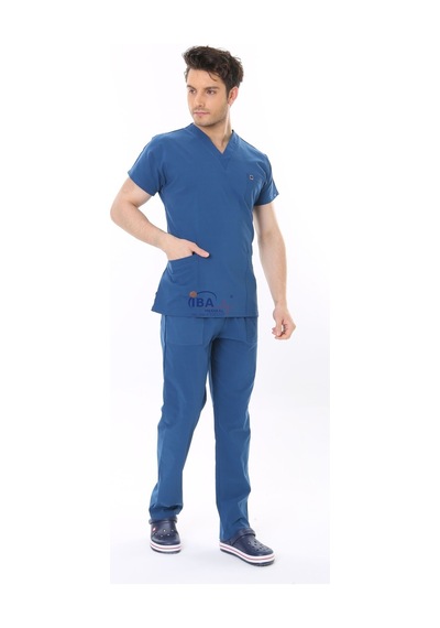 İba Medikal Petrol Mavisi Flexcool Likralı Doktor Hemşire Scrubs Unisex
