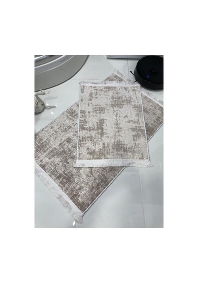 Buççin Online Mağaza Banyo Paspas Takımı Ikili Kaymaz Taban Makinada Yıkanabilir Polyester Orta 6 - 12 Mm Kahverengi Çok Renkli