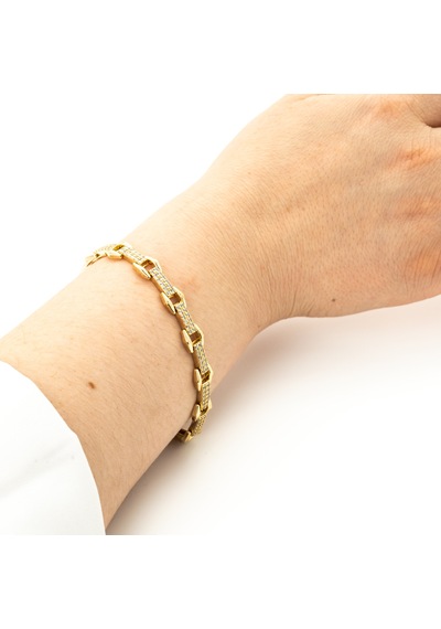 Biem Dikdörtgen Taşlı Xuping Bileklik Gold/gümüş