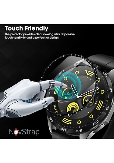 Novstrap Huawei Watch Gt4 46mm İle Uyumlu Ekran Koruyucu Nano Esnek Cam Tam Kaplayan Ppm