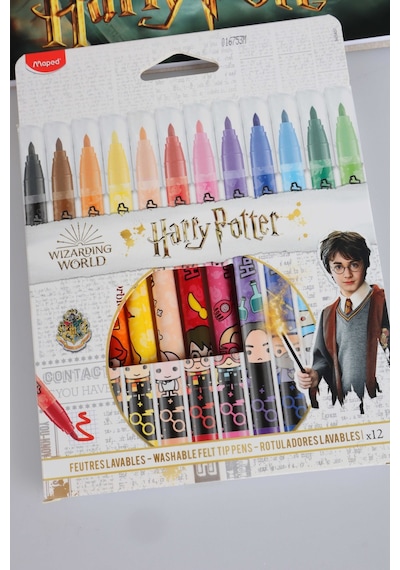 Maped X Dekomus Lisanslı Harry Potter 12'li Keçeli Kalem Ve Büyük Boy Resim Defteri Seti Magic School Collection Altın